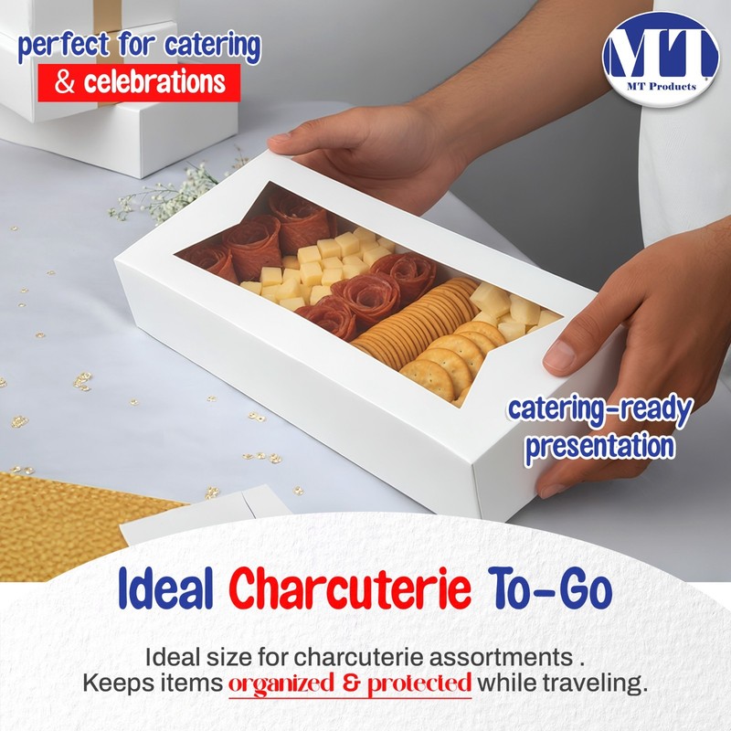 MT Products 12.5" x 5.5" x 2.25" White Bakery Boxes with Window - Pack of 15 gallery