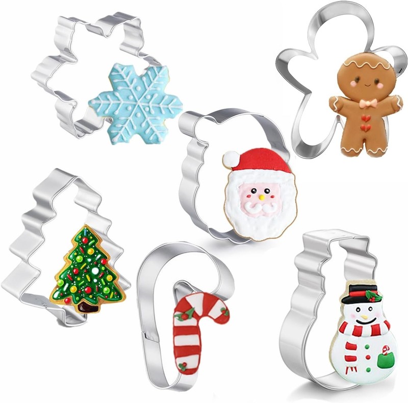 Festive 6-Piece Cookie Cutter Kit with Recipe Guide - Holiday Baking Essentials gallery