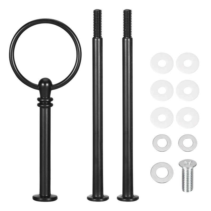 2 Set Cake Tray Stand Handle Plate Hardware Fitting 3-Tiers Round Black
