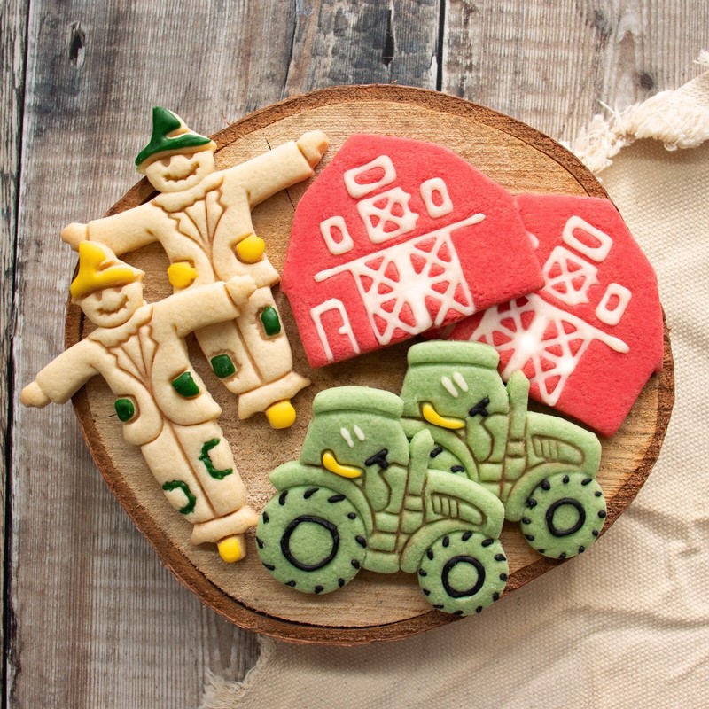 Barnhouse, Scarecrow, & Tractor Cookie Cutters - farm harvest thanksgiving barn gallery