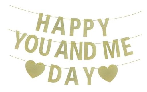 Gold Glitter Happy Anniversary Banner Wedding Engagement Valentine Day Paper