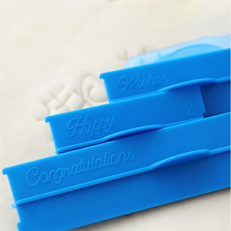 6pcs Fondant Cake Embosser Letters Mold Happy Birthday Best Wishes Baking Mo..X