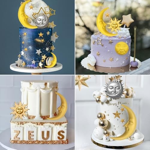 Sun Face Moon Star Silicone Molds 2Pcs Star Fondant Cake Mold Ramadan Eid Gray gallery