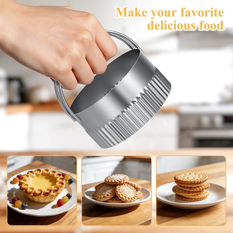 Biscuit Cutter Set of 10 pcs, Square and Fluted Cookie Cutter Set with Handle... gallery