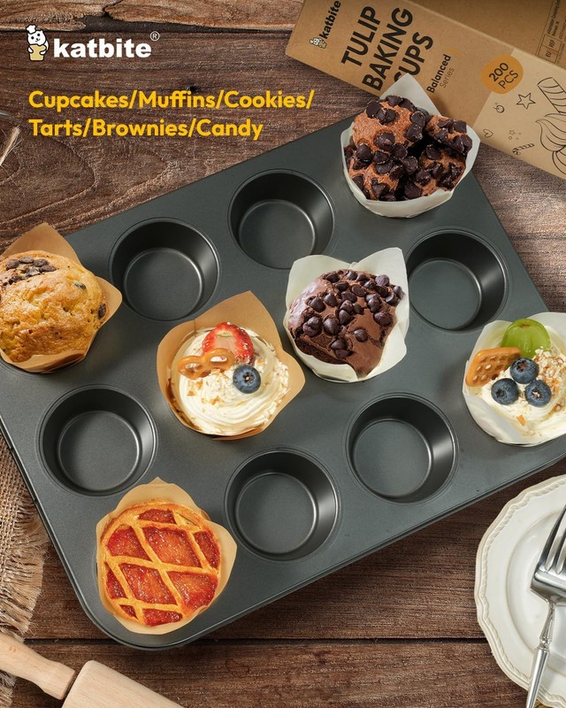 200 PCS White Tulip Cupcake Liners Muffin Baking Cups for Standard Size Pans gallery