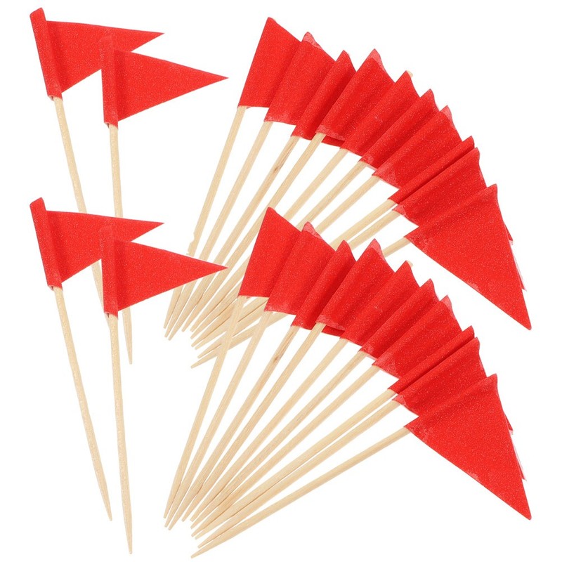120 Pcs Triangle Flag Cupcake Picks Cocktail Toothpicks Appetizer Flags