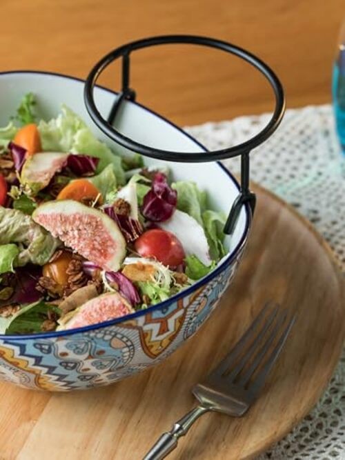 Chip and Dip Serving Set, 2 Tierd Serving Bowl Set Ceramic Light-colored Boho gallery