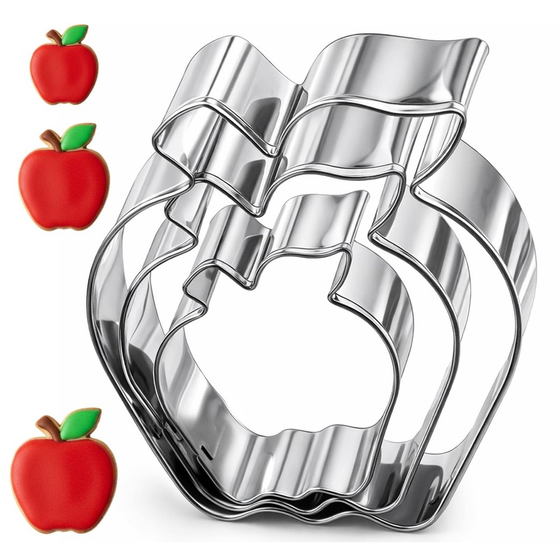 3Pcs Mini Apple Cookie Cutter Apple Shape Cookie Cutter Set Fruit 3.4″ 2.6″ 1…