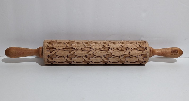 Mood for Wood 16" Rolling Pin Orcas Killer Whale Laser Etched Poland Sustainable
