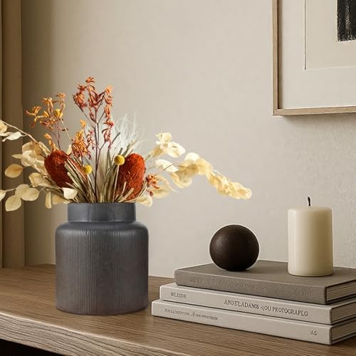 Rustic Vases for Decor,6.7 inch Farmhouse Ceramic Vase for Flowers,Vintage gallery