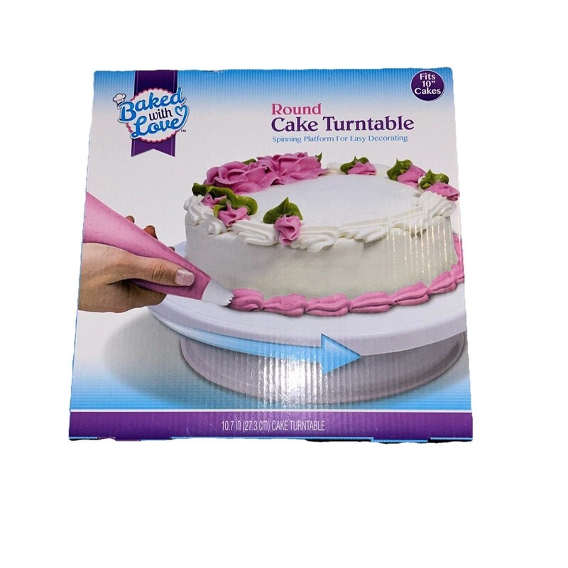 Baked with Love Round Cake Turntable 10″ Cake Spinning For Easy Decorating NIB