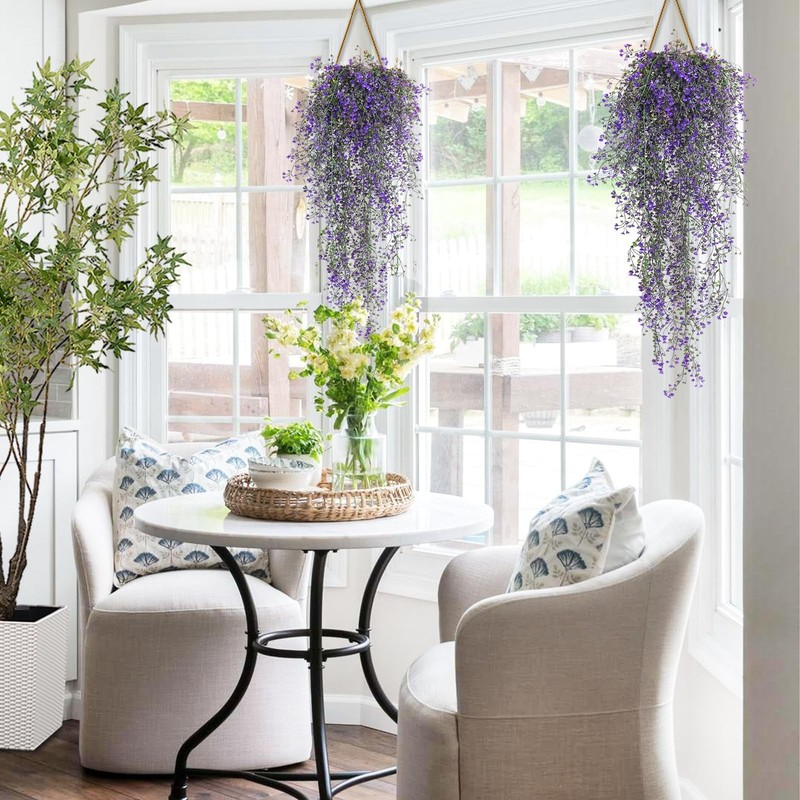 Recutms Artificial Vine Plants 2 Pack Fake Hanging Flower Plants Faux Ivy Vine gallery