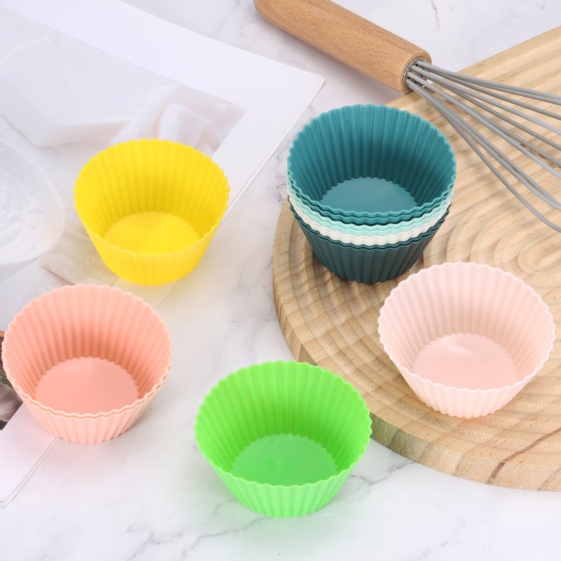 24Pcs Silicone Cupcake Baking Cups, 2.8" Non-Stick Muffins Liners Colorful gallery