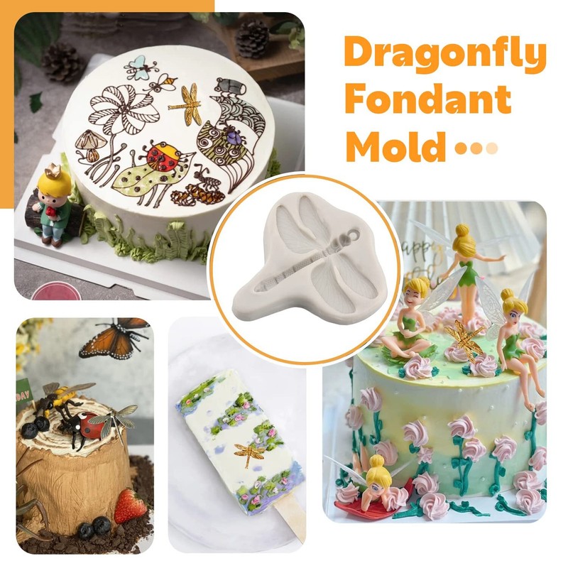 4 Pack Dragonfly Silicone Fondant Mold for DIY Cupcake Cake Topper Decor gallery
