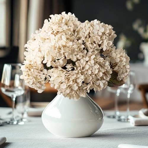 Artificial Flower Fake Silk Hydrangea Heads Bouquet with Stems Bulk for White gallery