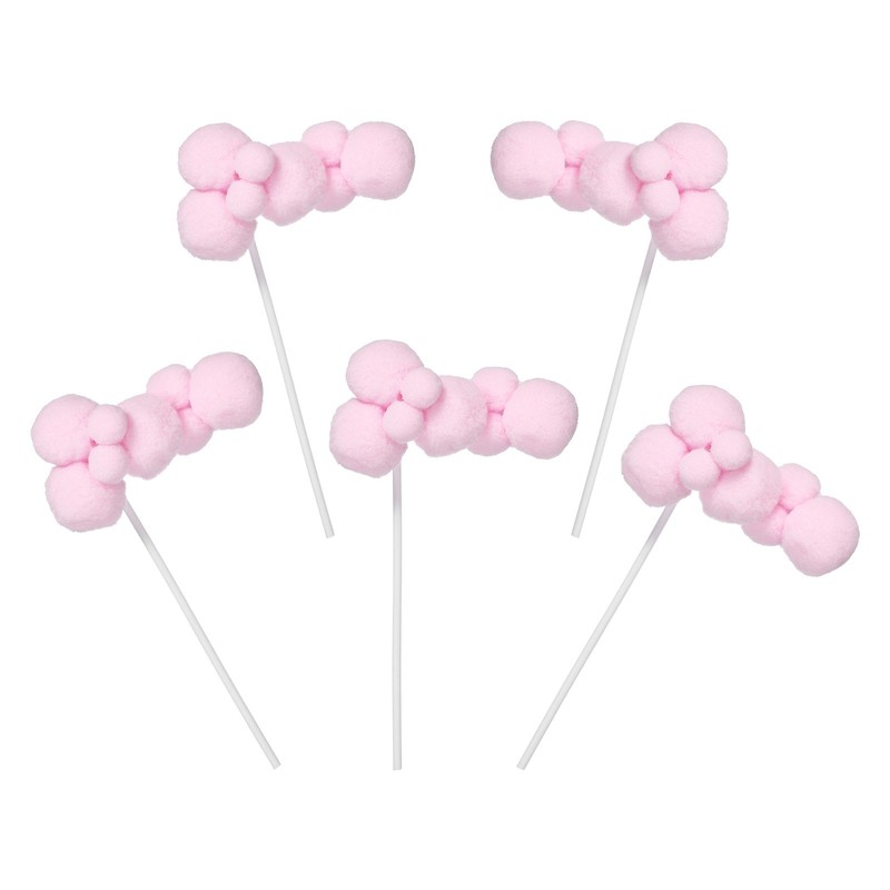 10 Pcs Cloud Cupcake Toppers, 1.8 x 3 Inch Plush Cloud Cake Toppers, Pink