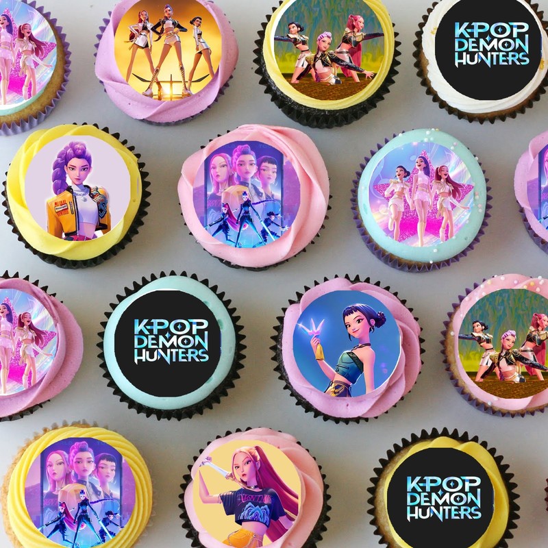 KPop K Pop Demon Hunters Pre-cut Mini Edible Icing Cupcake or Cookie Toppers