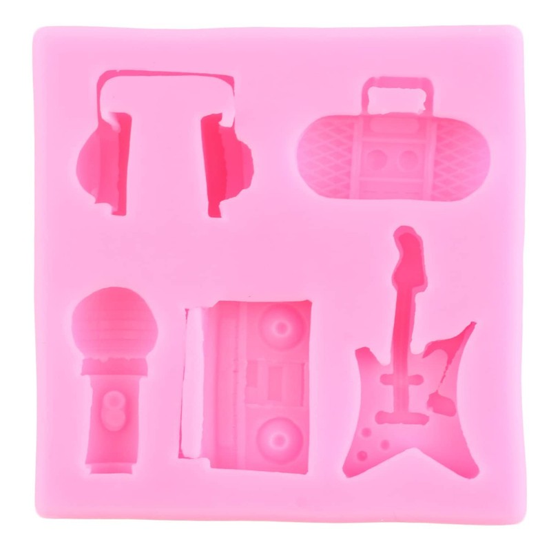Music Note Fondant Molds Musical Instruments Silicone Mold Boombox Microphone... gallery