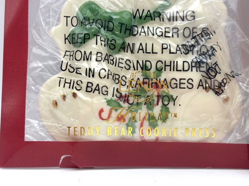 2 New Lenox Cookie Press Ornament Teddy Bear & Rocking Horse Ribbon for Hanging gallery