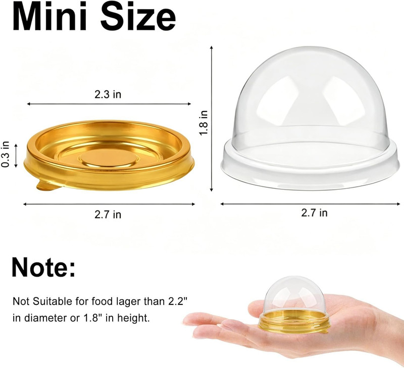 50 Pack Mini Cake Containers, Clear Plastic Small Cupcake Boxes with Dome Lids f gallery