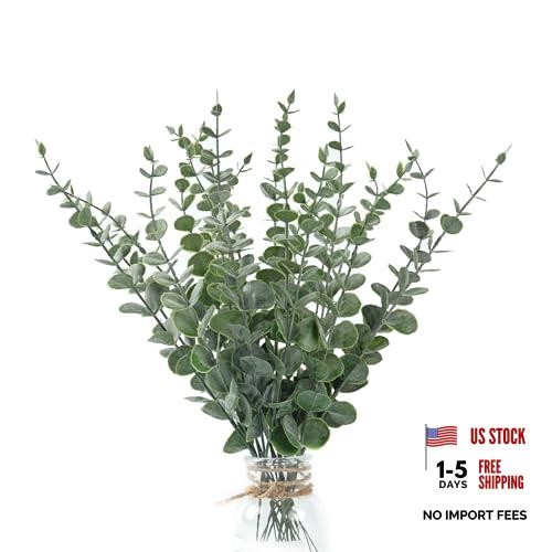 20PCS Artificial Eucalyptus Stems, Faux Silver Dollar 20 Pcs Grey Green