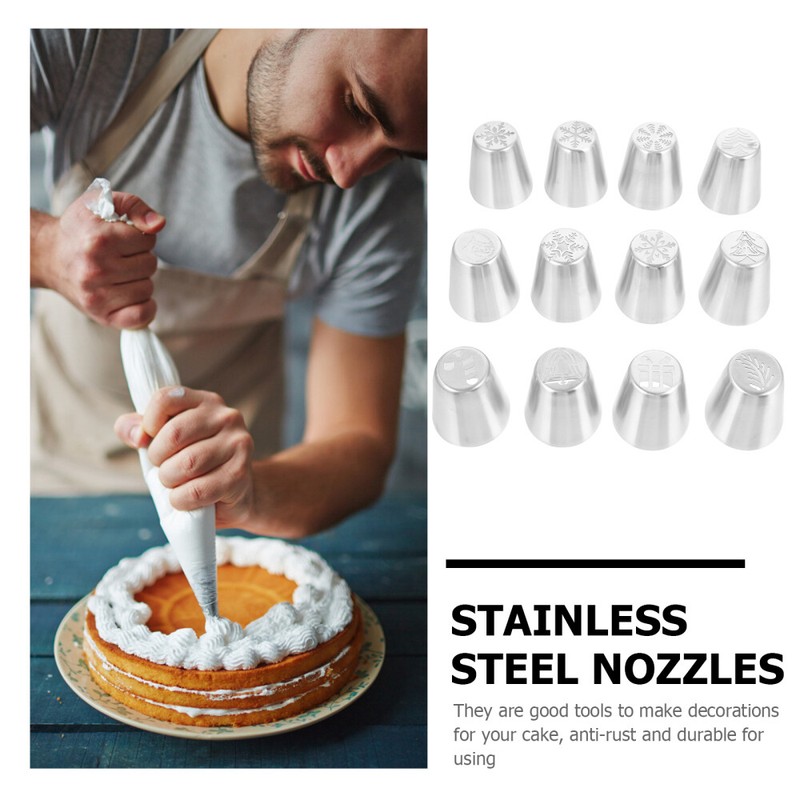 12 Pcs Christmas Flower Mouth Dessert Decorating Xmas Trees Suit gallery