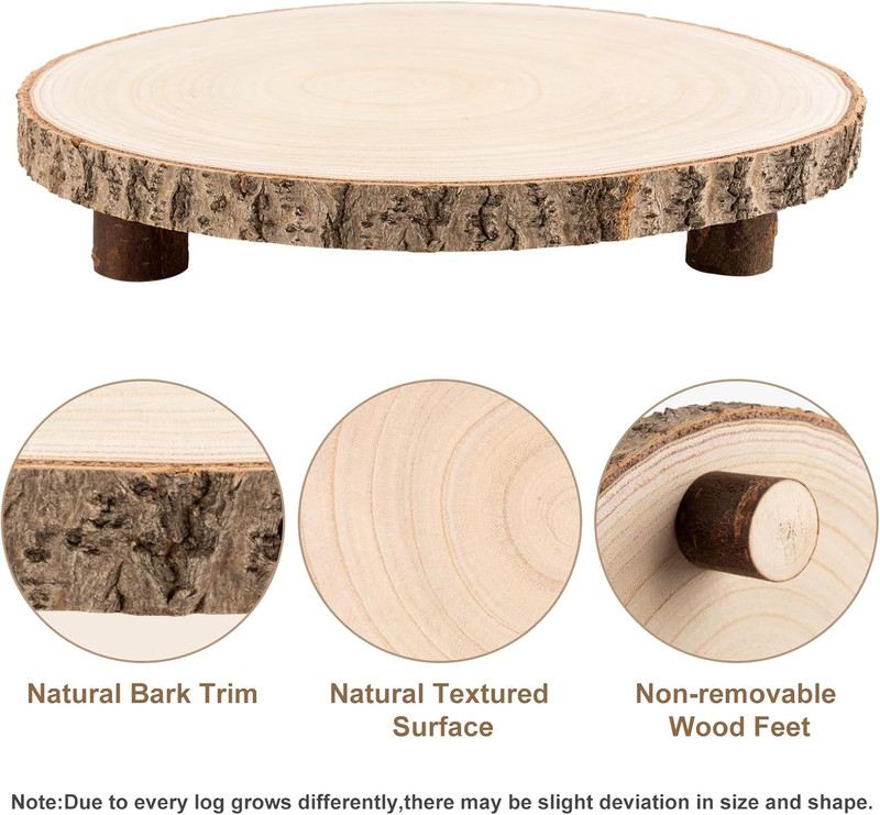 Wood Cake Stand, 10-11 Inch Wood Slice with Legs, Rustic Cake Stand, Wood Sli... gallery