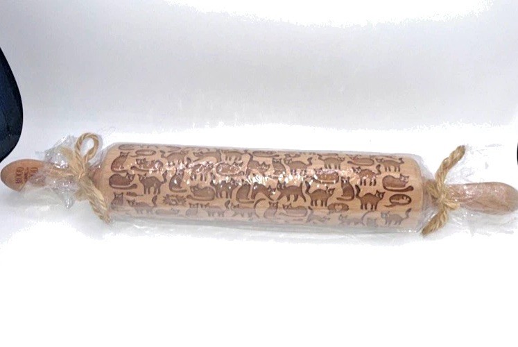 Mood Wood 17″ CATS rolling pin Wooden Laser Cut Pattern Design