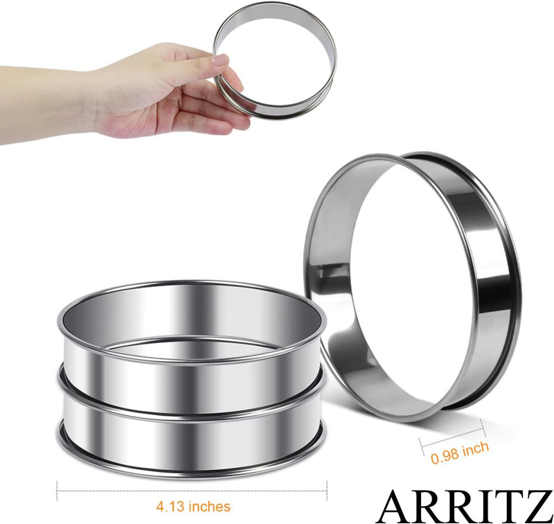 4inch English Muffin Rings, 6pcs Double Rolled Stainless Steel Crumpet Tart Ring gallery