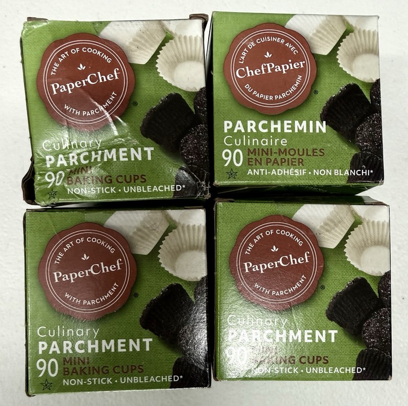 PaperChef Culinary Parchment Mini Baking Cups 90 Count BOX OF 4