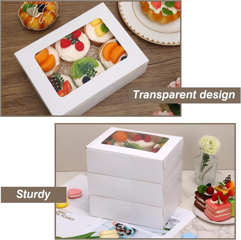 12pcs 8x6x2.5 Inches Bakery Boxes with Window, Cookie Boxes for Chocolate Str... gallery