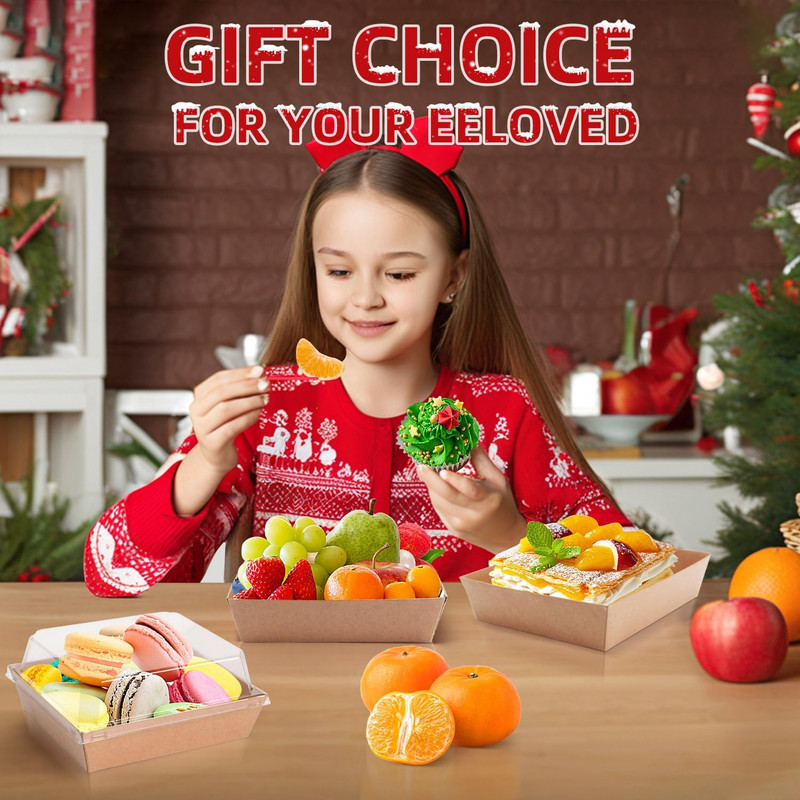 Charcuterie Boxes with Clear Lids, 5.32 X 4.92 X 2.36 Inch Dessert Boxes, Square gallery