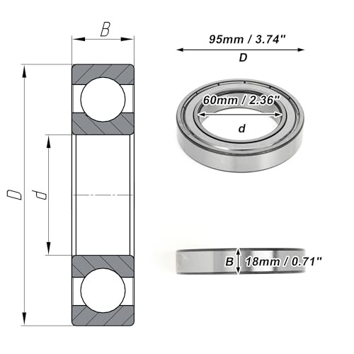 Deep Groove Ball Bearings P5 Lubricated Double 60x95x18mm 6012ZZ & 6012ZZ gallery