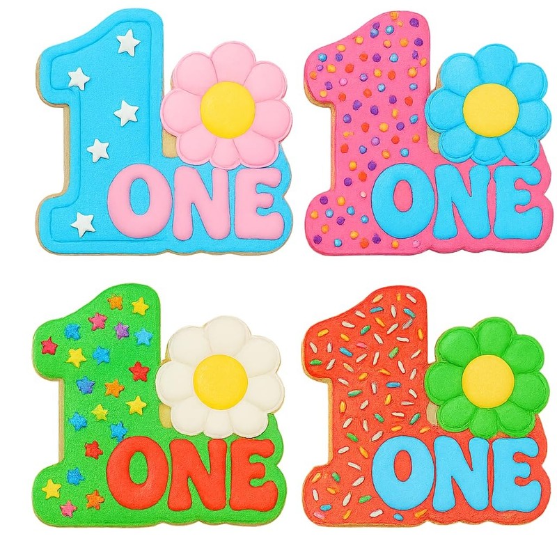 Number 1 with Retro Daisy Cookie Cutter & Stamp 4x3.2" for Baking & Fondant gallery