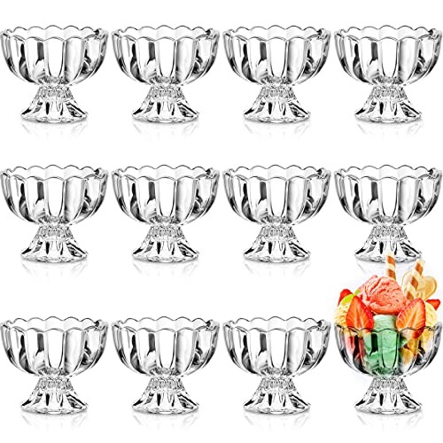 Pieces Small Ice Cream Bowls Set Tulip Clear Glass Bowls 3.4 12 Clear White gallery
