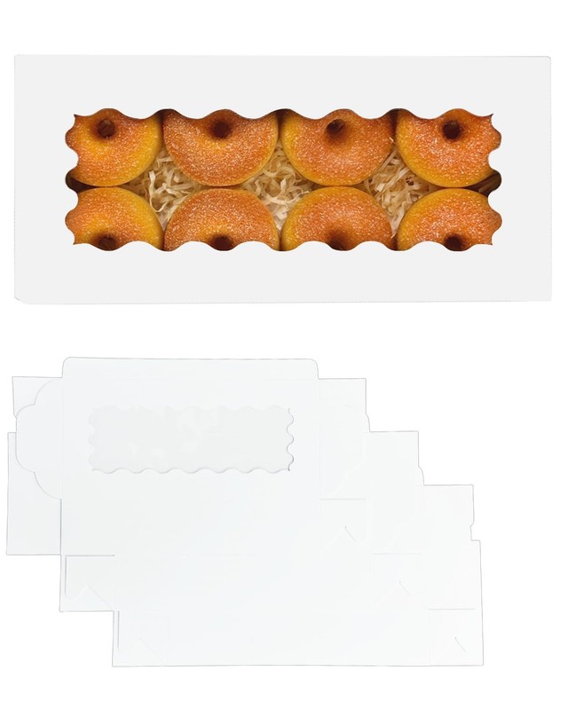 15 PCS White Cookie Box 12x5.5x2.5 Inch Window Pastry Biscuit Bakery Packaging gallery