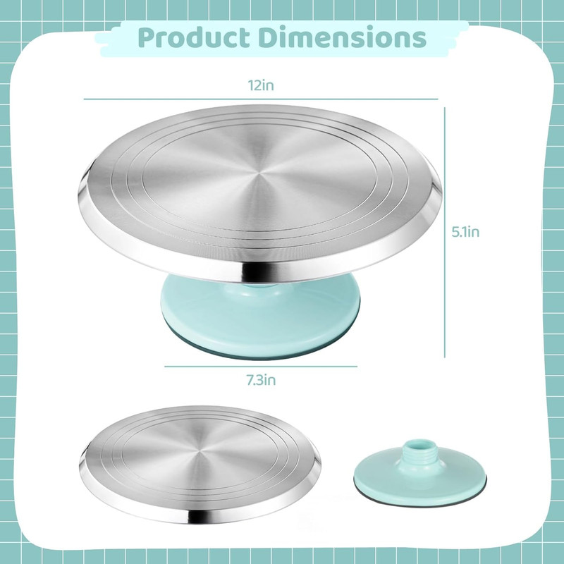 Aluminium Alloy Revolving Cake Stand, 12 in Cake Decorating Turntable, Non-Slip gallery