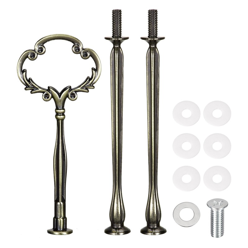 1 Set Cake Tray Stand Handle Plate Hardware Fitting 3-Tiers Flower Bronze