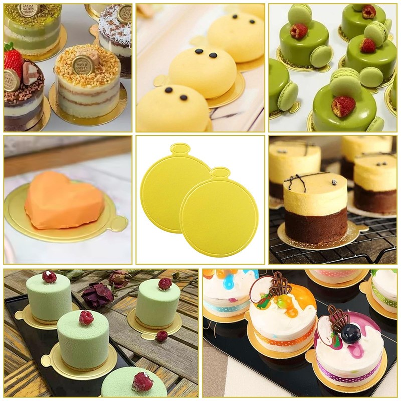 3.5 Inch Mini Cake Boards,200 Pcs Mini Round Golden Cake Boards,Mousse Cupcak... gallery