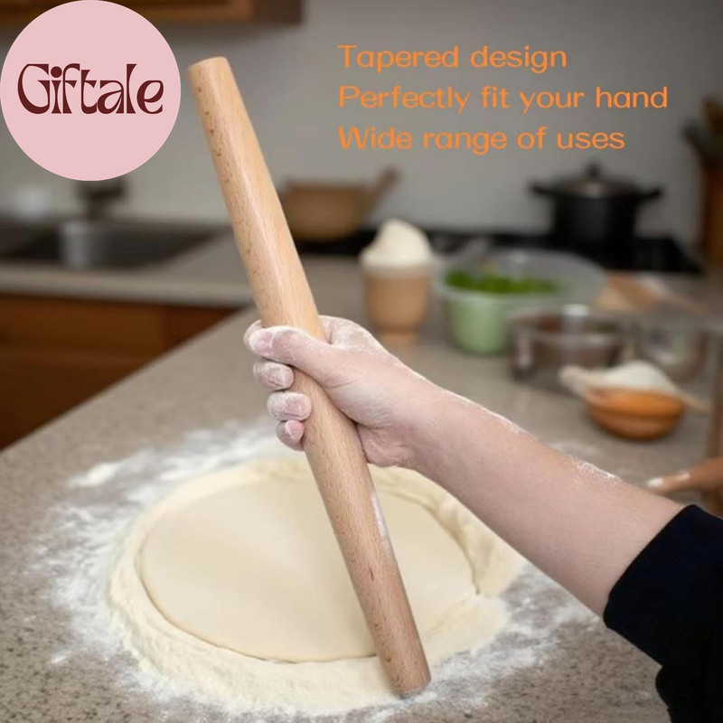 French Rolling Pin,16 Inches Wooden Rolling Pin for Baking,Fondant,Dough Roller gallery