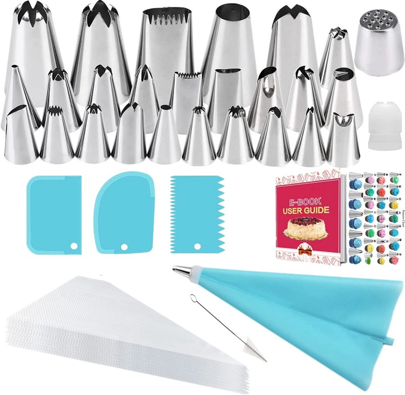 Icing Nozzles Set Cake Decorating Stainless Steel Piping Reusable Bag Baking