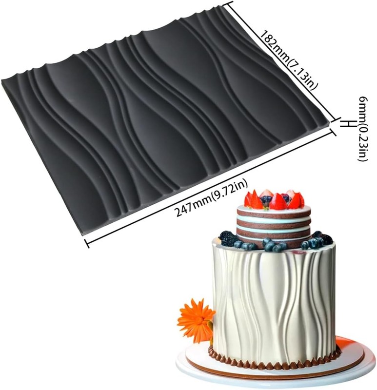 Silicone Fondant Mold Wave Pattern Embossing Mat for Cake Decorating DIY Clay, gallery