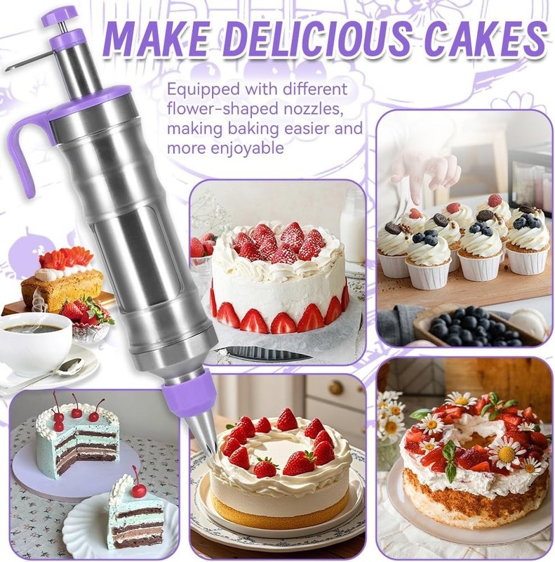 Dessert Decorating Syringe Set with 8 Silicone Cupcake Liners,Frosting Piping Ki gallery