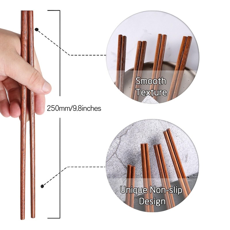 100 Pairs Bulk Wooden Chopsticks 9.5 Inches Brown, Reusable Disposable Dishwa... gallery