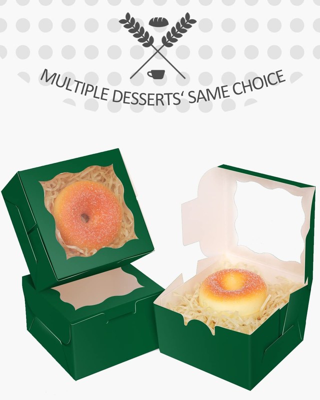 Deep Green Bakery Boxes with Window 55pcs 4x4x2.5" Mini Cookie Macaron Boxes gallery