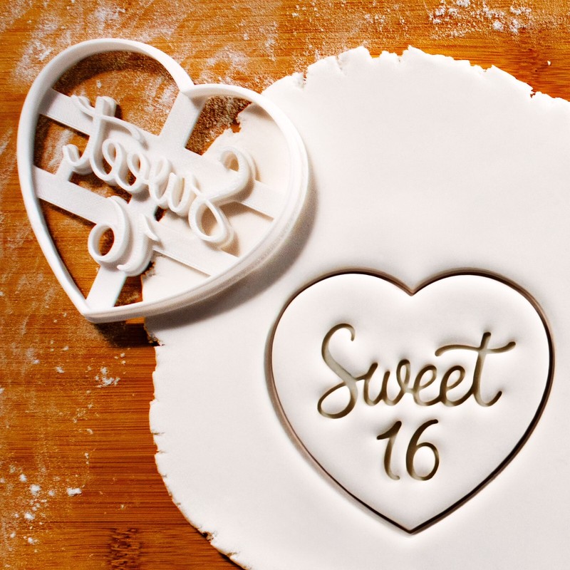 Sweet 16 Heart Shape Cookie Cutter – 16th teen girl birthday Sixteenth Sixteen