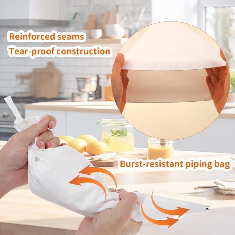 3-Pack Reusable Pastry Piping Bags - 12inch Cloth Canvas Cake Decorating Bags... gallery