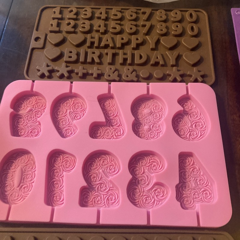 Lot Of 5 silicone, molds, alphabet, and heart, and happy birthday cake mold gallery