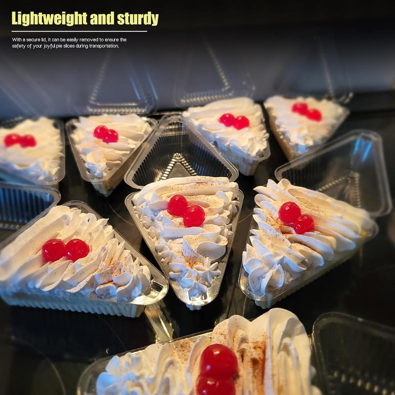 50Pcs Cake Slice Containers with Hinged Lid,5 Inches Disposable Pie Slice Boxes, gallery