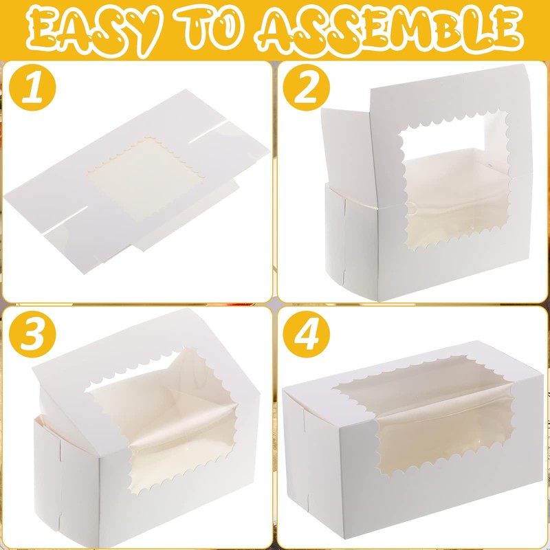 60 Pack 8x4x4 Inch Bakery Boxes with Window Cookies Boxes Pumpkin Roll Contai... gallery